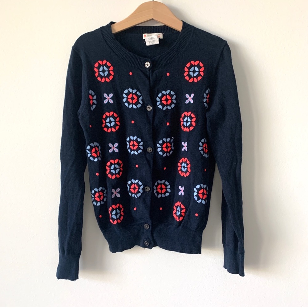 Crewcuts Navy Embroidered Cotton Cardigan size 10
